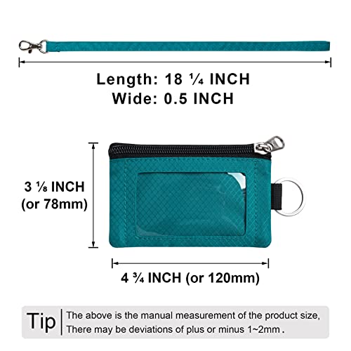 CHENSPRX Minimalist RFID Blocking Small Wallet with ID Window,WaterResistant Zip Id Case Wallet with Lanyard Keychain for Cards,Cash,Travel,Women,Men - color: Turquoise