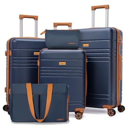 Cosbarn Luggage Sets 5 Piece, Hardshell Suitcase with Spinner Wheels - color: PorscheBlue