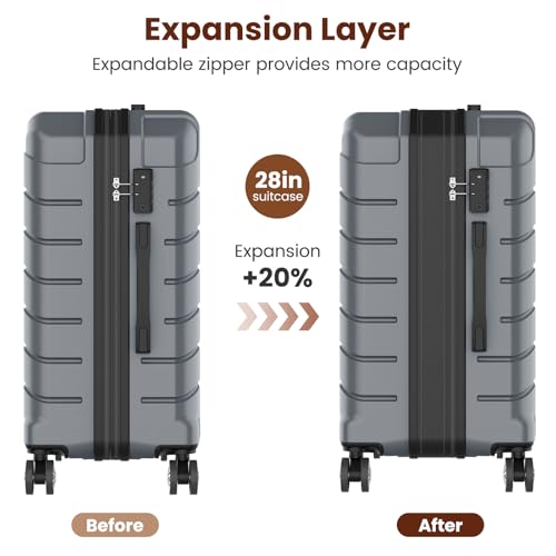 Luggage Sets 3 Piece Lightweight Durable Hardshell Suitcase (Grey) - color: GREY