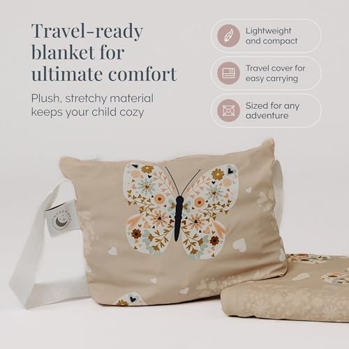 Beddy's Tan Butterfly Travel Blanket with Shoulder Bag for Kids - color: Beige