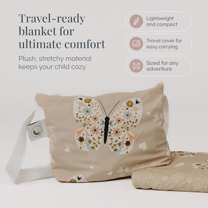 Beddy's Tan Butterfly Travel Blanket with Shoulder Bag for Kids - color: Beige