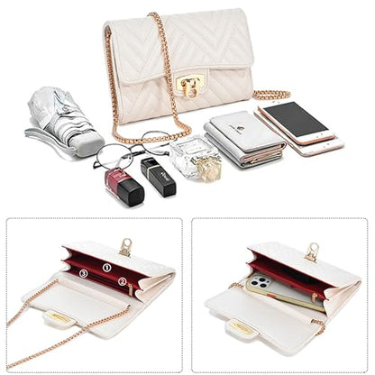 Small Crossbody Bag Sling Bag, Phone Holder for Women - color: Q Beige White