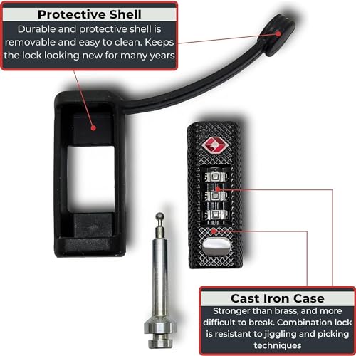 Cut-Resistant Gun Case Lock, TSA Approved Anti-Theft Single Shaft Padlock - color: Black