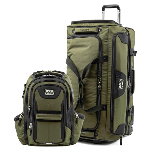 Travelpro Bold Softside Checked Large Luggage & Backpack Set, Olive/Black - color: Olive, size: Large