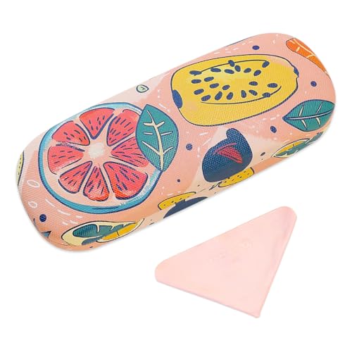 PERFECTSIGHT Hard Shell Eyeglasses Case, PU Leather Protective Glasses Case, Cute Eyeglass Case for Women Men Girls - color: Fruits