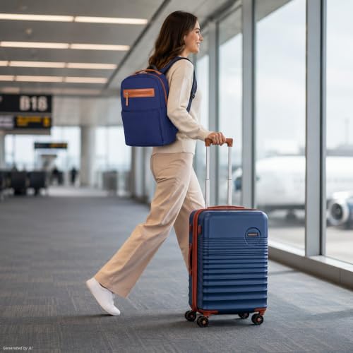Carry On Luggage 22x14x9 Airline Approved Suitcase with Wheels, 3 Piece - color: Dark Blue, size: 3 Piece Sets (20/BP/TB)