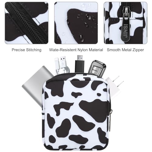 Electronics Travel Organizer, Small Tech Pouch for Cables & Chargers - color: Cow