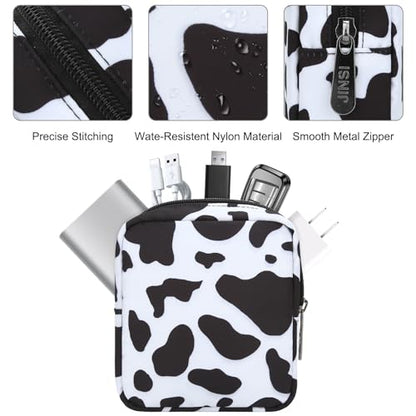 Electronics Travel Organizer, Small Tech Pouch for Cables & Chargers - color: Cow