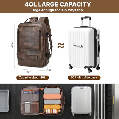 Travel Backpack for Men Women, Carry On Backpack Flight Approved, Coffee - color: Coffee