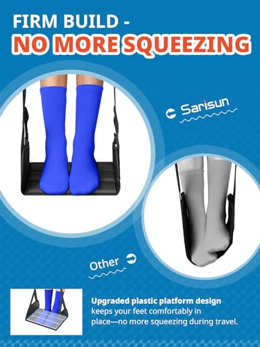 SARISUN Travel Pillow with Strap, Airplane Foot Hammock for Long Flights - size: Travel Pillow & PE Board Foot Hammock