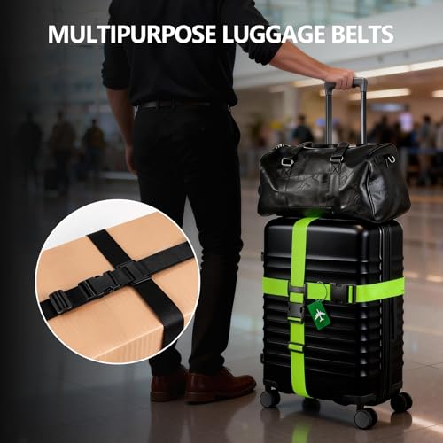 BILIONE Cross Luggage Straps and Luggage Tags Set (Blue)