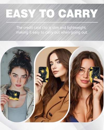 Maicican Credit Card Holder, Mini RFID Blocking Aluminum Wallet - color: Golden Starry Sky