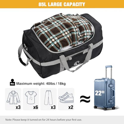 REDCAMP 85L/120L/140L Foldable Duffle Bag with Wheels, Large Travel Duffel Bag - color: 85L Grey (Small)