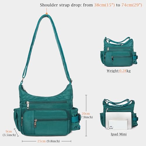 VOLGANIK ROCK RFID Anti Thief Crossbody Bag for Women Waterproof Shoulder Bag Messenger Bag Casual Nylon Purse Handbag - color: Lake Blue