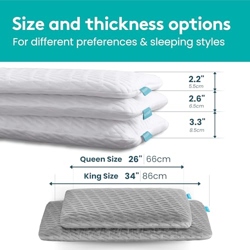 BLISSBURY Stomach Sleeper Pillow, Low Loft Memory Foam, 3.3 Inch - color: Gray, size: 3.3"H (Queen)