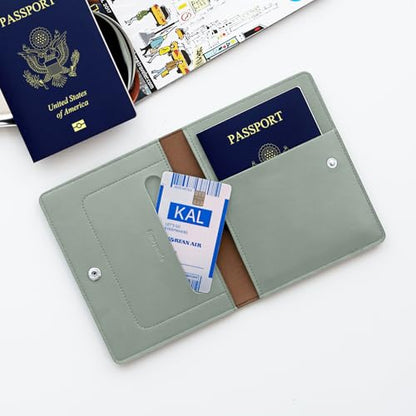 carrotez Premium RFID Blocking Leather Passport Cover – Mint Grey - color: Mint Grey