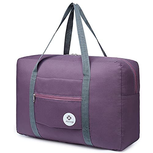 Narway Personal Item Travel Bag, Foldable Carry on Duffle Bag for Women Men - color: AB-Purple