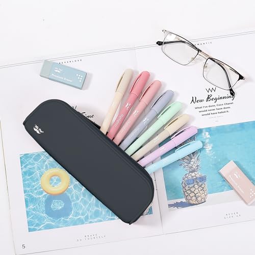 Mr. Pen- Silicone Pencil Case, Aesthetic Pencil Bag for Women, Makeup Pouch - color: Black