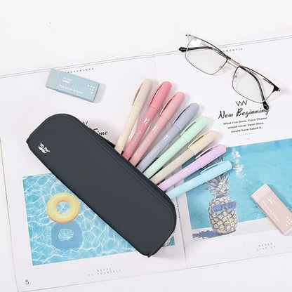 Mr. Pen- Silicone Pencil Case, Aesthetic Pencil Bag for Women, Makeup Pouch - color: Black