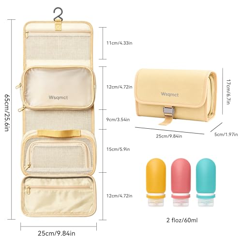 Hanging Travel Toiletry Bag for Women, Makeup Cosmetic Bag Organizer - color: Apricot