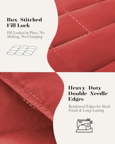 Deodar Down Fiber Throw Blanket Lightweight Packable Throw Indoor & Outdoor - color: Scarlet