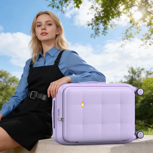 MGB 26 Inch Large Expandable Checked Luggage Hard Shell Suitcase (Purple) - color: Purple, size: 26 inch