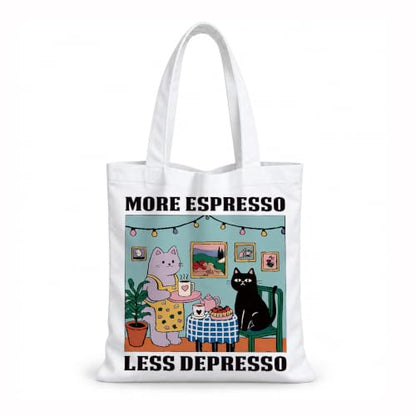Funny Canvas Tote Bag, Reusable Playful Shoulder Bag, Whimsical Carryall for Shopping Commute Beach - color: Coffee 04