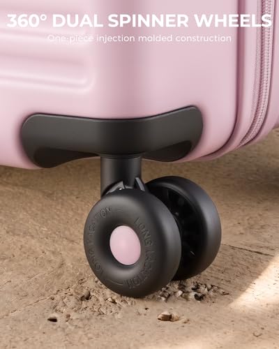 LONG VACATION Luggage Sets, 3 Piece, Durable Suitcase with Spinner Wheels - color: Pink, size: 3 Piece Set (20in/24in/28in)
