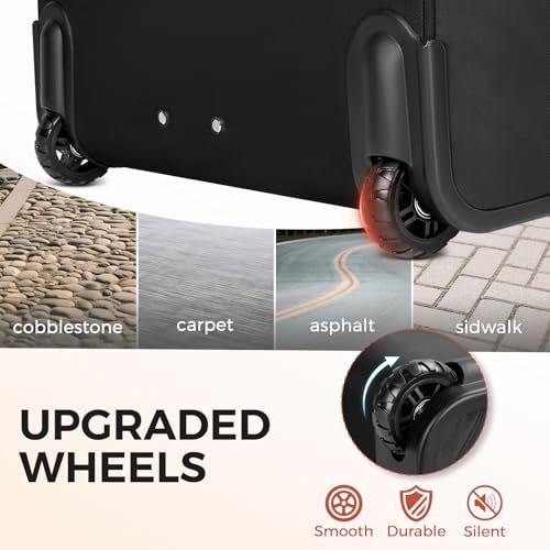 Rolling Laptop Bag, 17.3In Rolling Briefcase for Women Work College Teacher - color: Black/White/Brown