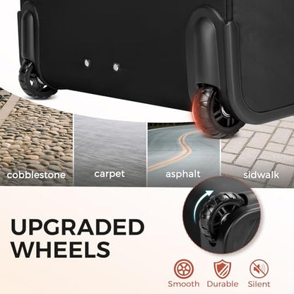 Rolling Laptop Bag, 17.3In Rolling Briefcase for Women Work College Teacher - color: Black/White/Brown