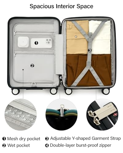 MILADA 24-Inch Hardside Expandable Medium Checked Luggage Suitcase, White - color: White, size: Checked Medium 24 inch