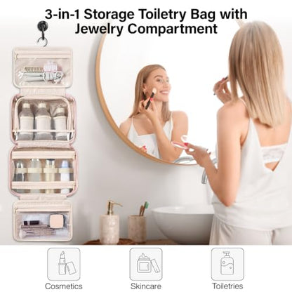 Hanke Hanging Travel Toiletry Bag for Women, Jewelry and Makeup Organizer - color: Pink