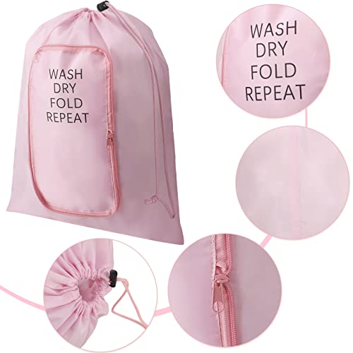 Boao 2 Pcs Travel Laundry Bag with Drawstring Zipper - color: Pink, Gray, size: Classic