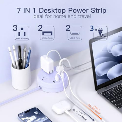 Travel Essentials 3Ft Power Strip -Purple Cruise Approved Power Strip - color: Purple, size: 3 FT