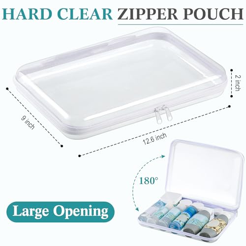 Sanwuta 4 Pcs Clear Zipper Case with Handle, 12.6 x 9 x 2 Inches, White - size: 12.6 x 9 x 2 Inches