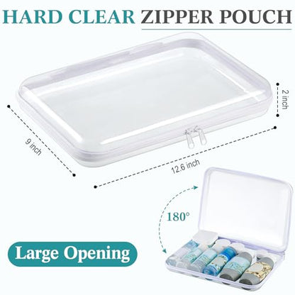 Sanwuta 4 Pcs Clear Zipper Case with Handle, 12.6 x 9 x 2 Inches, White - size: 12.6 x 9 x 2 Inches