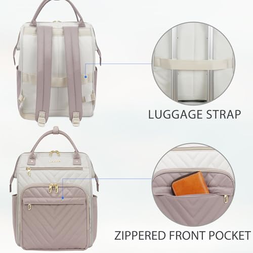 VANKEAN 17.3 Inch Laptop Backpack for Women Large Capacity - color: Beige/Dusty Pink, size: 17.3 Inch