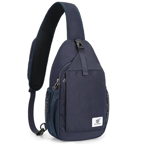 SKYSPER Sling Bag RFID Cross Body Bag Recycled Crossbody Backpack Travel Daypack - color: Blue