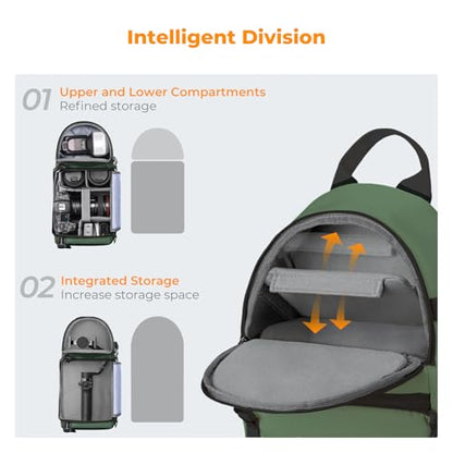 K&F CONCEPT Camera Sling Bag, Compact Crossbody Backpack, 10L - color: Green, size: Medium