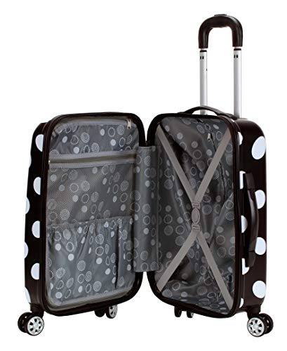 Rockland Laguna Beach Hardside3 Piece Spinner Wheel Luggage Set, (22"/24"/28"), Black Dot - color: Black Dot, size: 3 Piece (28"/24"/20")