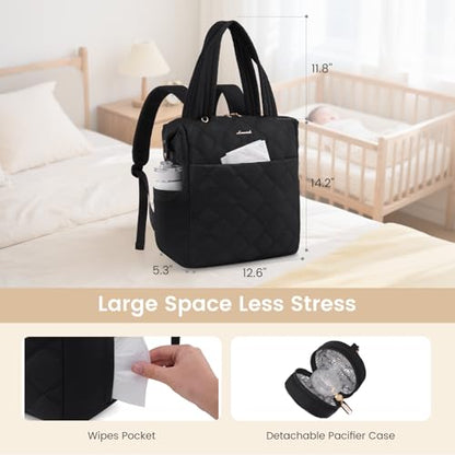 LOVEVOOK Diaper Bag Backpack,Diaper Bag Tote for Mom Dad with Changing Pad,Insulated Pockets, Convertible Mom Backpack with Pacifier Case（Black & Brown） - color: Black & Brown
