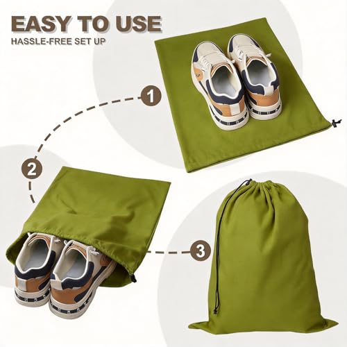 5 Pack Shoe Bags for Travel, Washable Dust Bags Drawstring Travel Shoe Bag - color: Green