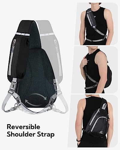 WATERFLY Crossbody Sling Bag, Small Shoulder Chest Backpack - color: Black/W