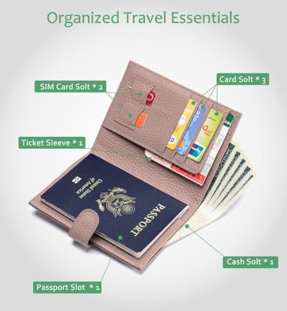 RFID Blocking Passport Holders for Travel Women Gift Box Ready - color: Mauve Pink