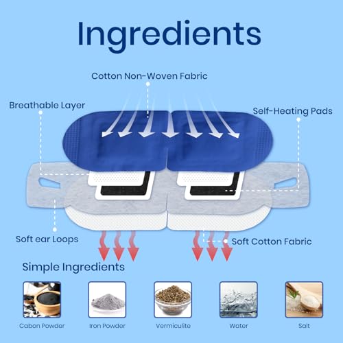 LANNA Heated Steam Eye Mask, Disposable 120 Minutes, Blue Unscented, 5 Pcs - color: Unscented Blue, size: 5 Eye Masks