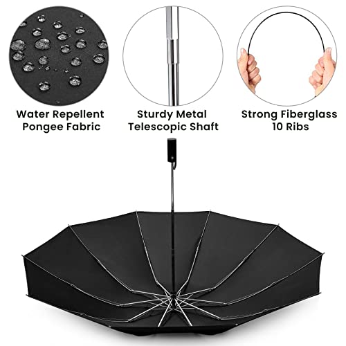G4Free Windproof Strong 54 Inch Large Reverse Portable Travel Umbrella - color: Black