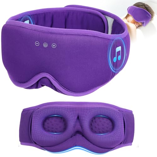 MUSICOZY Sleep Mask Headphones with Bluetooth Wireless Eye Masks Earphones - color: Purple