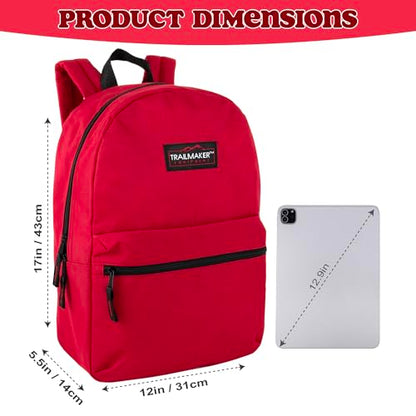 Trail maker Classic 17 inch Backpacks with Adjustable Padded Straps | School Backpacks for Girls, Boys - color: Red