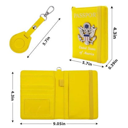 Passport Holder for Travel,Passport Cover Case with RFID (yellow) - color: yellow