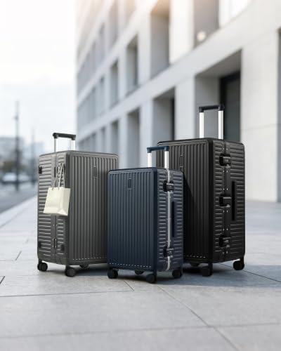 MILADA 24'' Hardshell Checked Suitcase, Trunk Zipperless Aluminum Luggage - color: Jet Black, size: Trunk 24 Inch